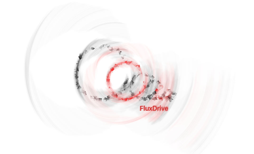 FluxDrive conceptual red vortex logo